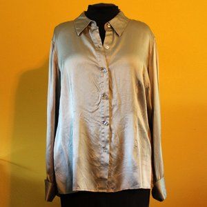 Worthington Silk Button Down Shirt Sz XL